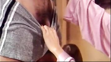 Deep swallowing the hubby’s cock